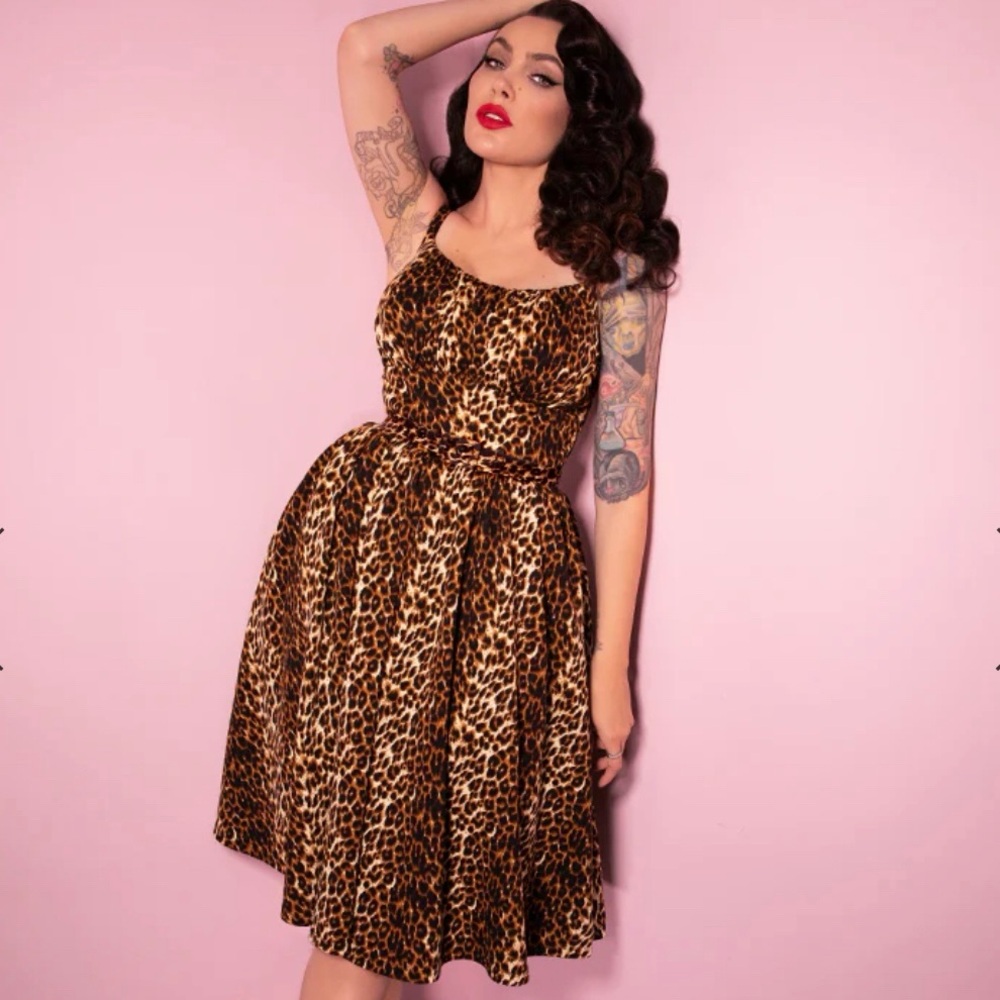 Vixen by Micheline Pitt Ingenue Dress Vintage Leopard Print 2X